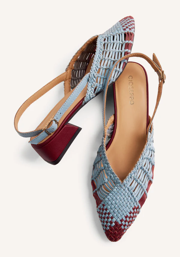 GIOSEPPO BRAIDED LEATHER SLINGBACK HEELED SHOES KEHANCHA