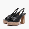 EMANUELLE VEE GIUNONE CROSSED BLACK  SANDAL WITH COWHIDE PLATFORM