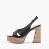 EMANUELLE VEE GIUNONE CROSSED BLACK  SANDAL WITH COWHIDE PLATFORM