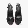 EMANUELLE VEE GIUNONE CROSSED BLACK  SANDAL WITH COWHIDE PLATFORM