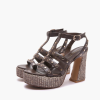 EMANUELLE VEE GIUNONE BROWN SANDAL WITH STUDS AND COWHIDE PLATFORM