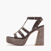 EMANUELLE VEE GIUNONE BROWN SANDAL WITH STUDS AND COWHIDE PLATFORM