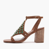EMANUELLE VEE FARAH SANDAL WITH STUDS AND RHISTLES COWHITE HEEL   LEATHER