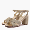 EMANUELLE VEE GOLD FARAH SANDAL WITH ANKLE STRAP AND SUTAGE LAME HEEL