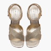 EMANUELLE VEE GOLD FARAH SANDAL WITH ANKLE STRAP AND SUTAGE LAME HEEL
