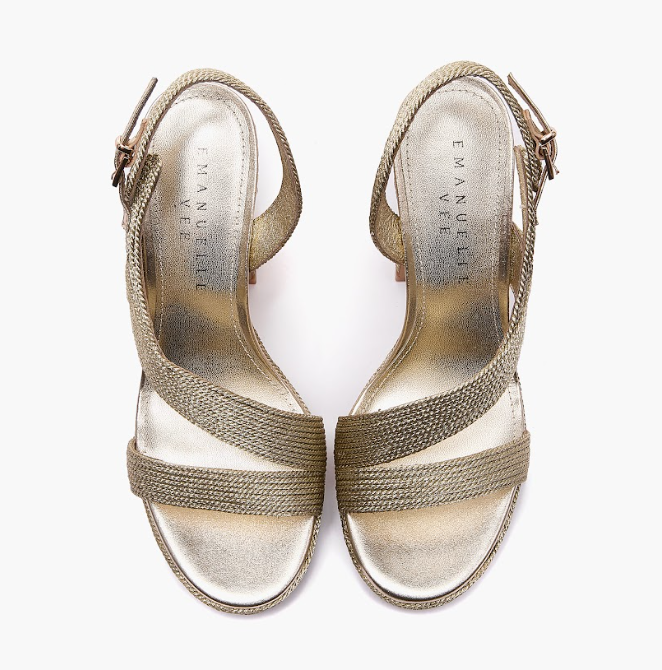 EMANUELLE VEE GIUNONE GOLD  SANDAL WITH SUTAGE PLATFORM
