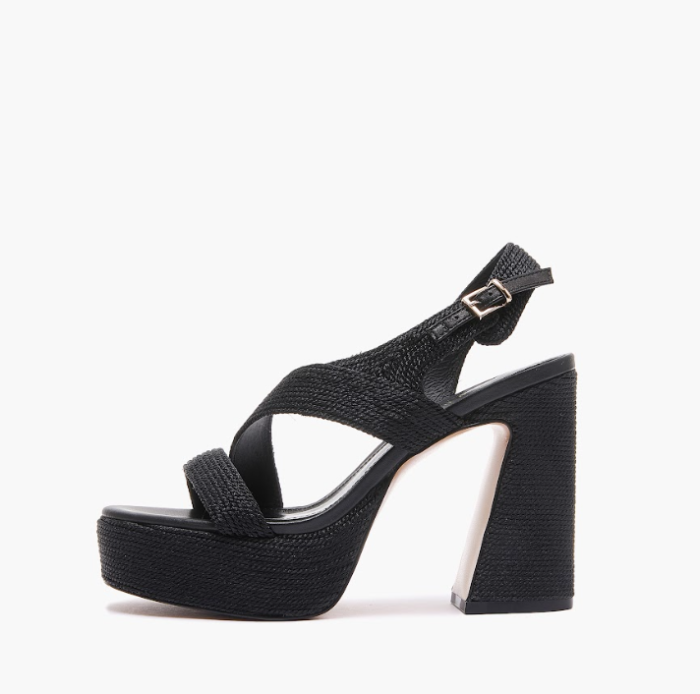 EMANUELLE VEE GIUNONE BLACK  SANDAL WITH SUTAGE PLATFORM