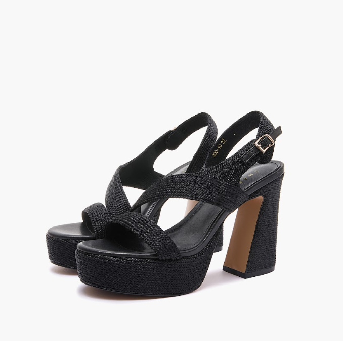 EMANUELLE VEE GIUNONE BLACK  SANDAL WITH SUTAGE PLATFORM