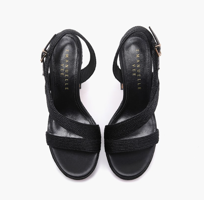 EMANUELLE VEE GIUNONE BLACK  SANDAL WITH SUTAGE PLATFORM