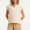 SMASHED LEMON V-HALS TOP MET DIAGONALE PRINT