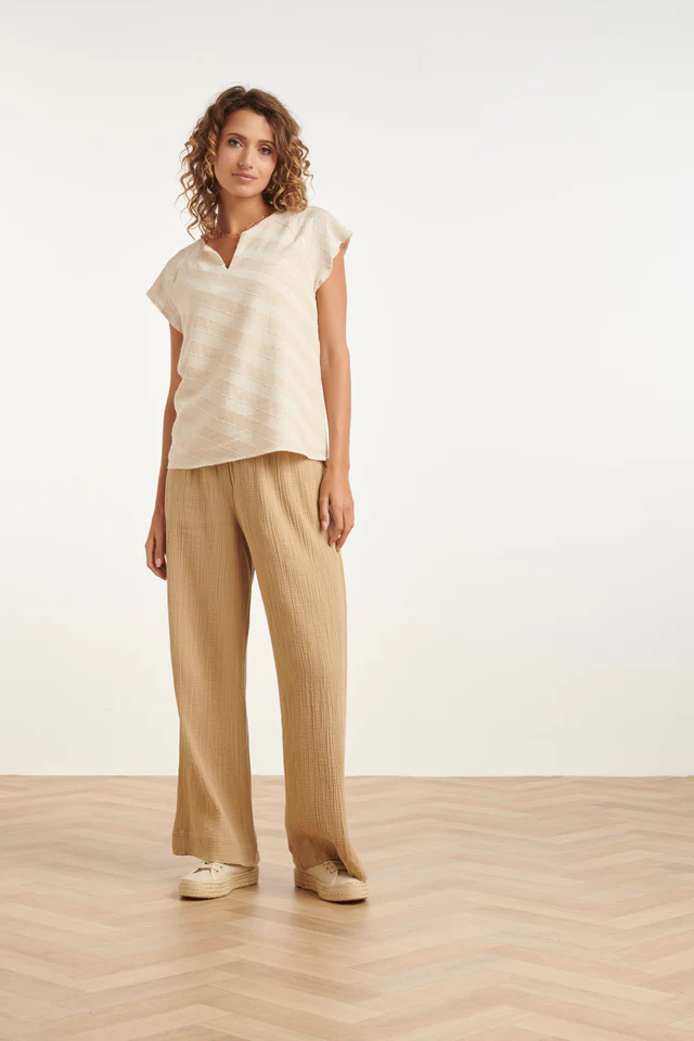 SMASHED LEMON V-HALS TOP MET DIAGONALE PRINT