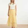 Zwierige-Maxi-rok-met-Geborduurde-Print-en-Stroken-Light-Yellow SMASHED LEMON FLOWING MAXI SKIRT WITH EMBROIDERED PRINT