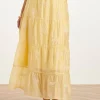Zwierige-Maxi-rok-met-Geborduurde-Print-en-Stroken-Light-Yellow-3 SMASHED LEMON FLOWING MAXI SKIRT WITH EMBROIDERED PRINT