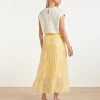 Zwierige-Maxi-rok-met-Geborduurde-Print-en-Stroken-Light-Yellow-5 SMASHED LEMON FLOWING MAXI SKIRT WITH EMBROIDERED PRINT