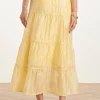 Zwierige-Maxi-rok-met-Geborduurde-Print-en-Stroken-Light-Yellow-6 SMASHED LEMON FLOWING MAXI SKIRT WITH EMBROIDERED PRINT