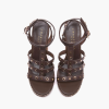 EMANUELLE VEE GIUNONE BROWN SANDAL WITH STUDS AND COWHIDE PLATFORM
