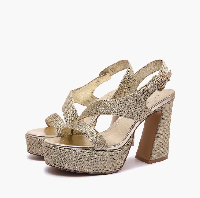 EMANUELLE VEE GIUNONE GOLD  SANDAL WITH SUTAGE PLATFORM