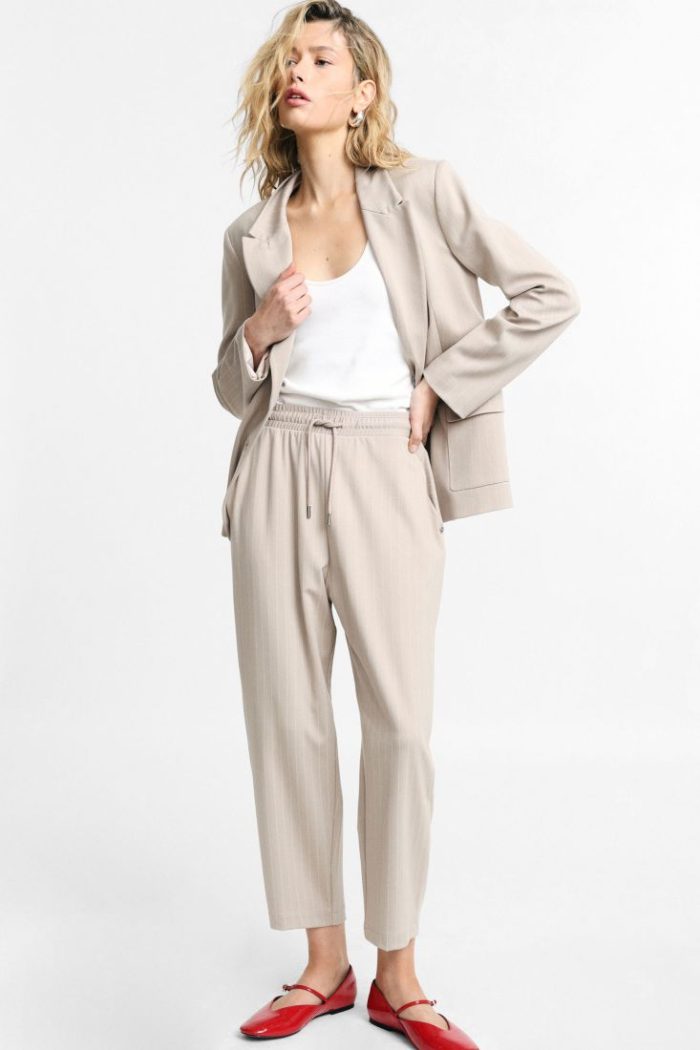 PLEASE TROUSERS WIDE LEG STRIPED HIGH LEG STRIPED DRAWSTRING