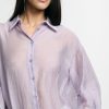 PLEASE OVERSIZE SHIRT TRANSPARENT WITH CLASSIC COLLAR