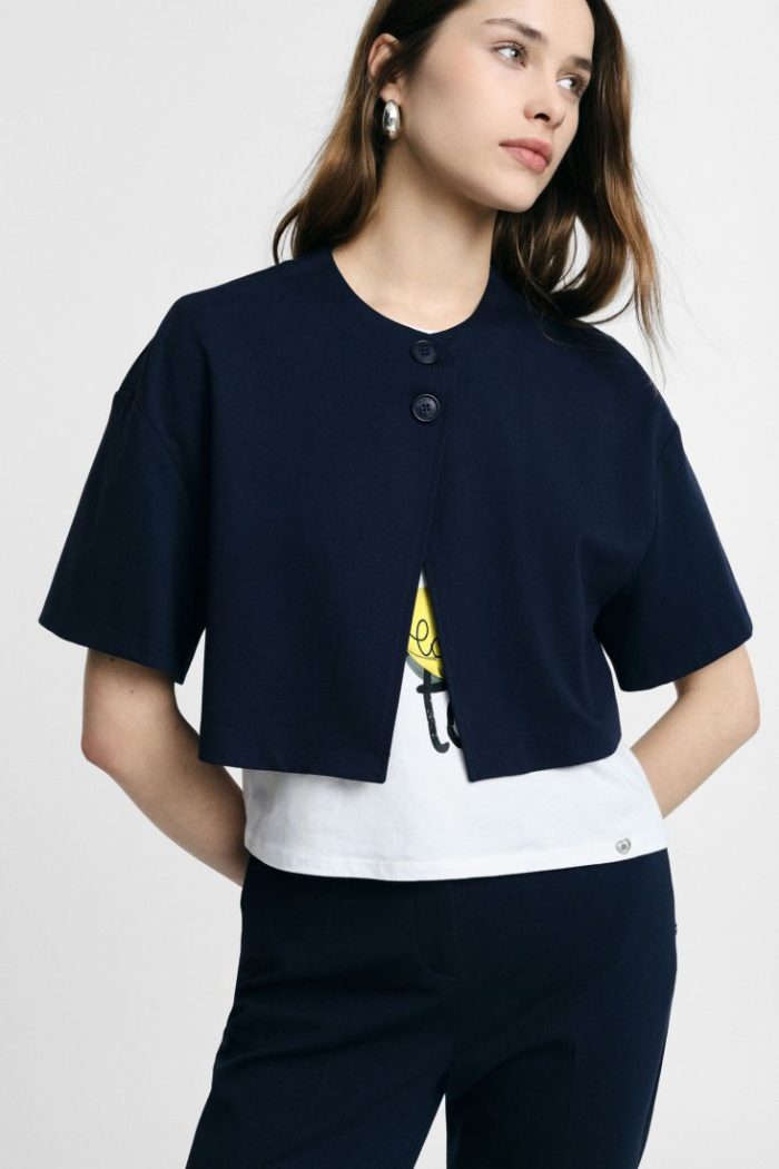 PLEASE SHIRT JACKET SHORT CUT WIDE SLEEVES