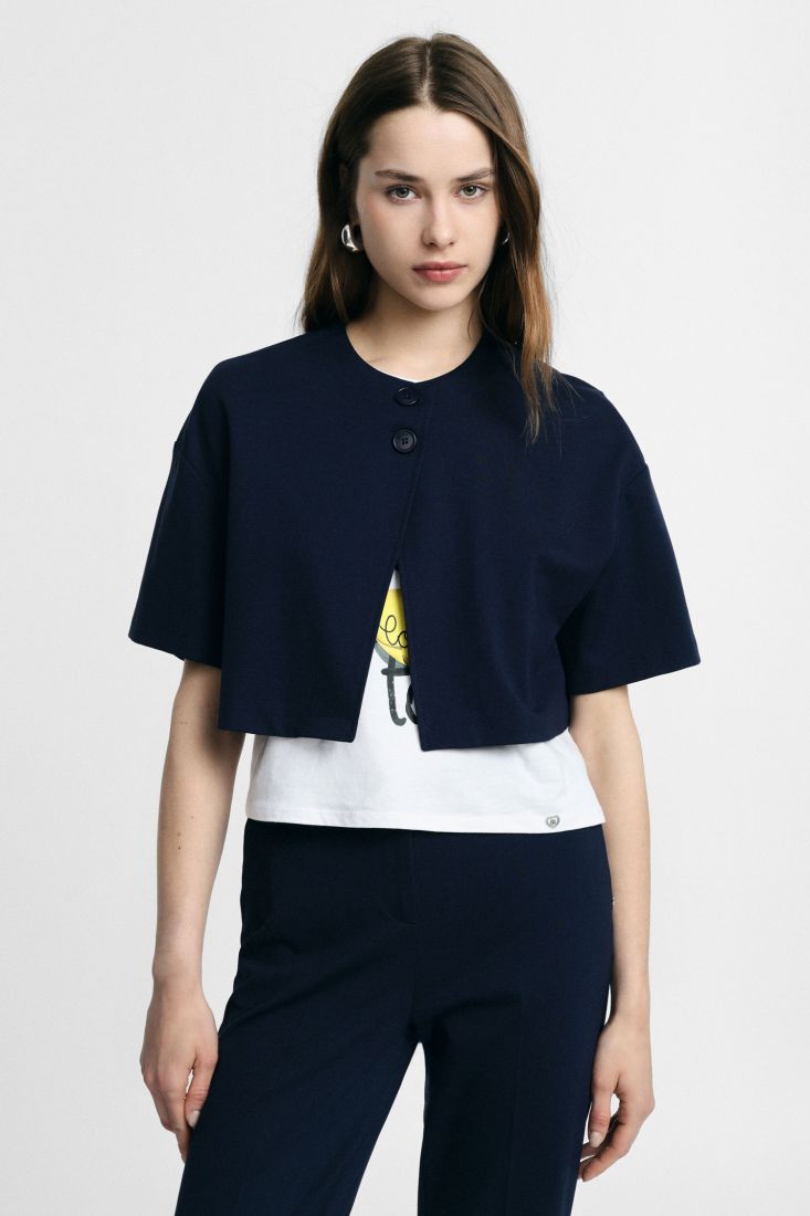 PLEASE SHIRT JACKET SHORT CUT WIDE SLEEVES