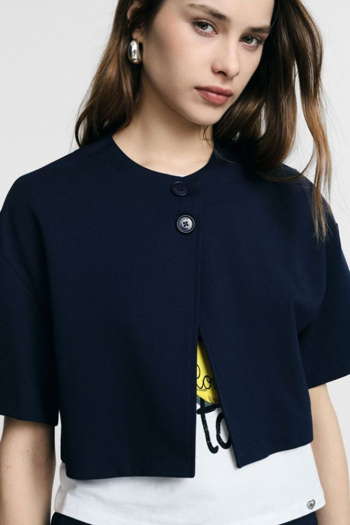 PLEASE SHIRT JACKET SHORT CUT WIDE SLEEVES