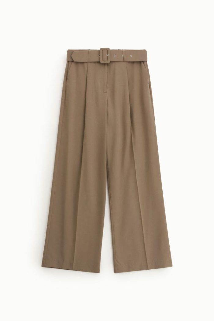 PLEASE PALAZZO TROUSERS HIGH-WAIST WITH BELT DETAIL