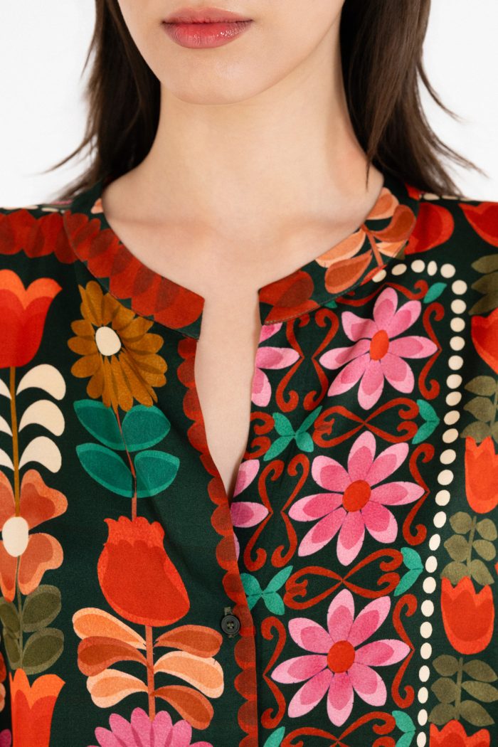 PHILOSOPHY SATIN PRINT OVERSIZED  SHIRT