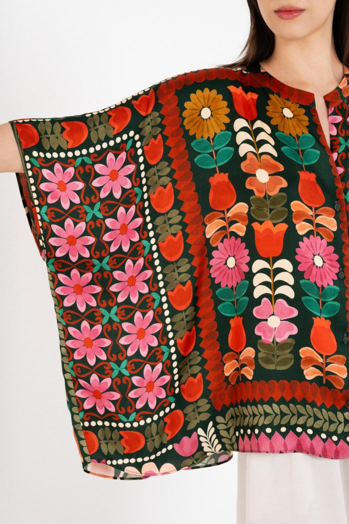 PHILOSOPHY SATIN PRINT OVERSIZED  SHIRT