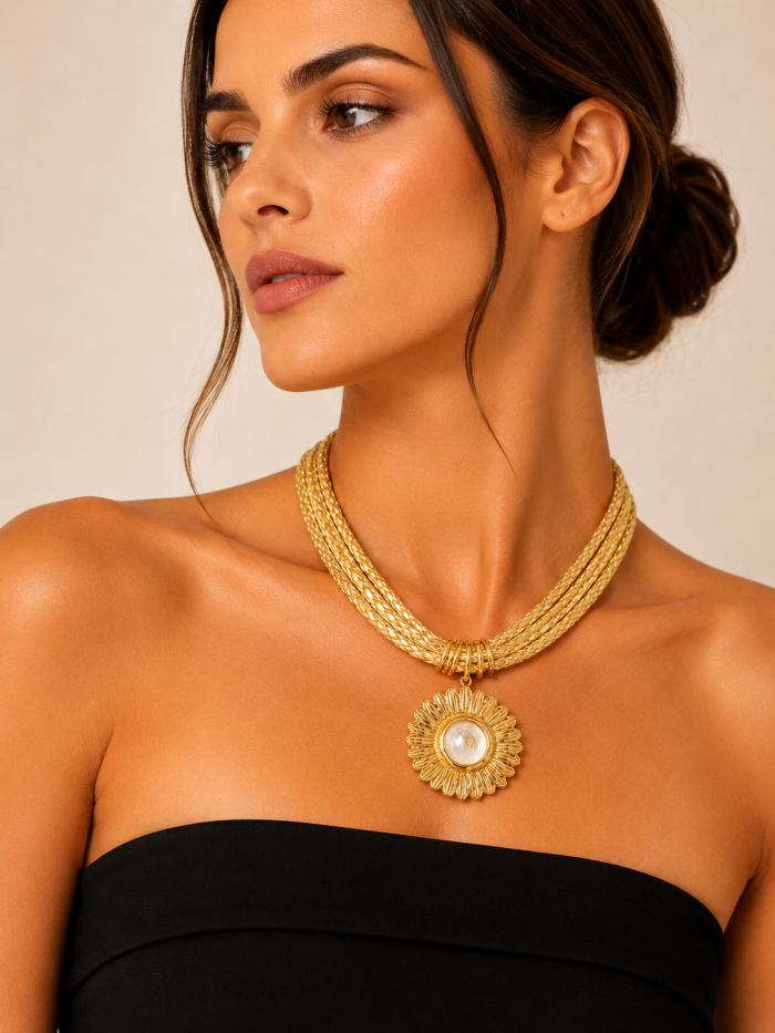 SUNBURST GOLD STATEMENT NECKLACE
