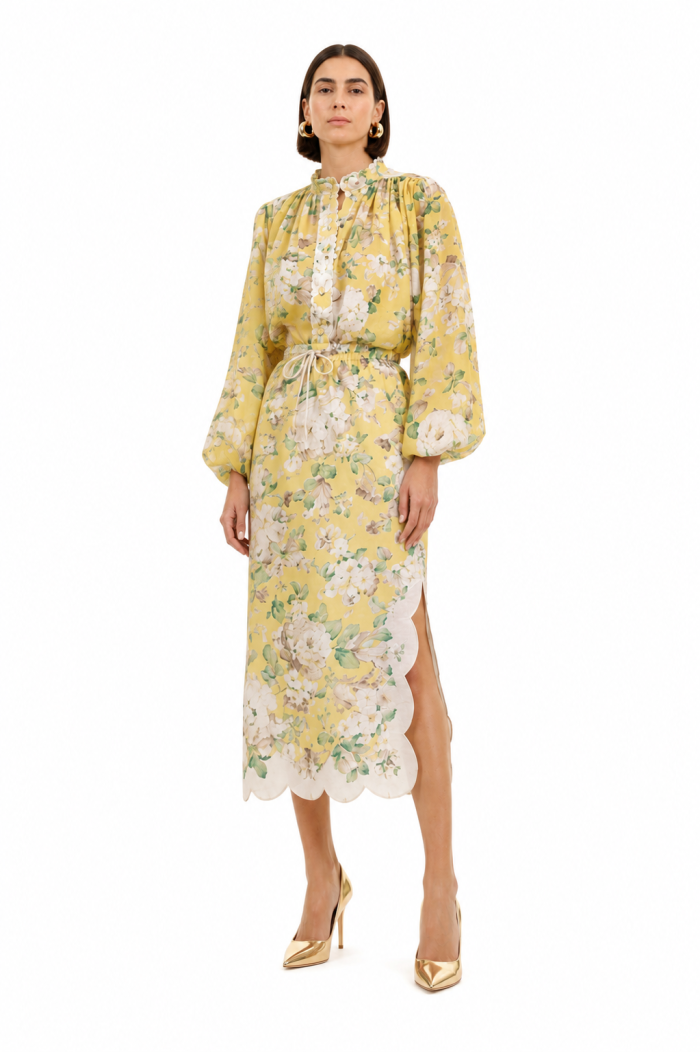 KITRRRRRRRRR LINEN FLORAL SET WITH SHIRT AND SKIRT LACE DETAILS