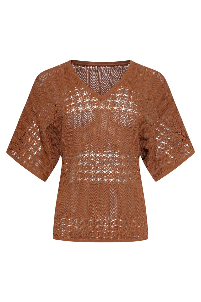 SMASHED LEMON LIGHTWEIGHT KNITTED TOP WITH V-NECK