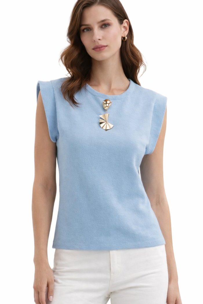 ANASTASIA+ME WOVEN TOP WITH GOLD DETAILS