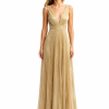 PLEATED  FLOOR -LENGTH EVENING DRESS