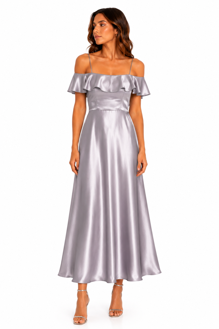 ΣΑΤΤΤΤΤa9f273-92a0-44d0-b9c4-f57df95c4dc2 SATIN OFF SHOULDER RUFFLE DTRESS