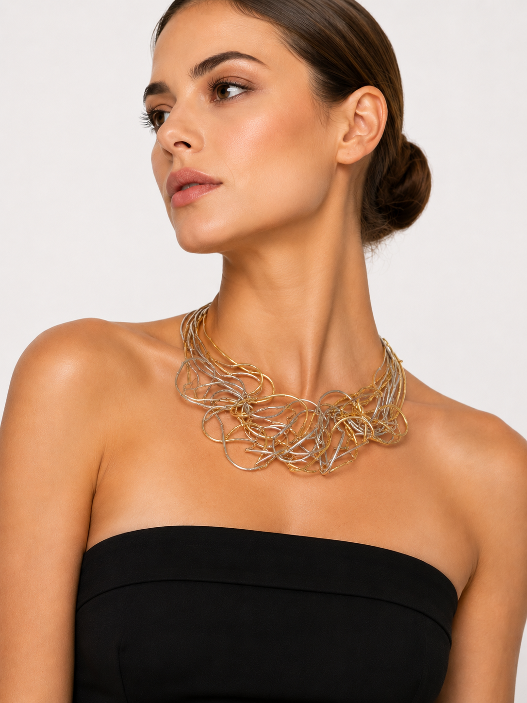κολιε 1 GOLD SILVER ABSTRACT NECKLACE