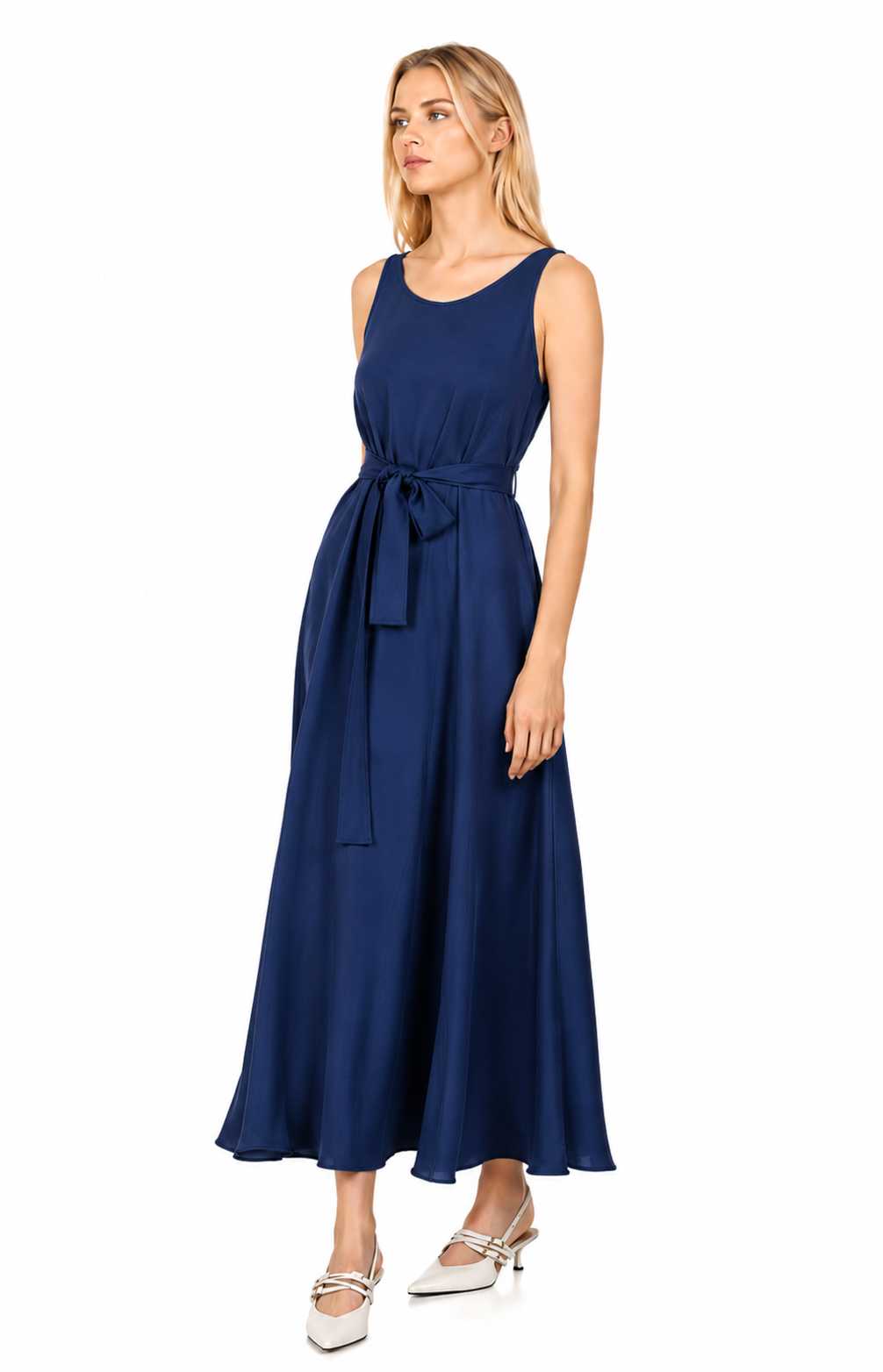 μπλε ηλ PHILOSOPHY SATIN ECOVERO SLEEVELESS DRESS
