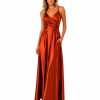 SATIN CORD-UP BACK MAXI DRESS