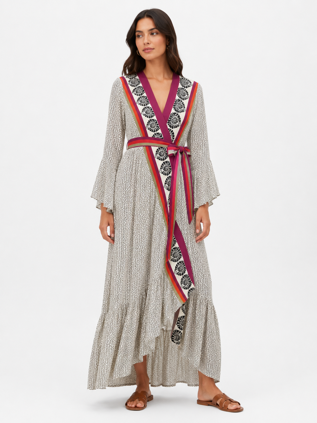 PAHIESA SILK WRAP MAXI DRESS