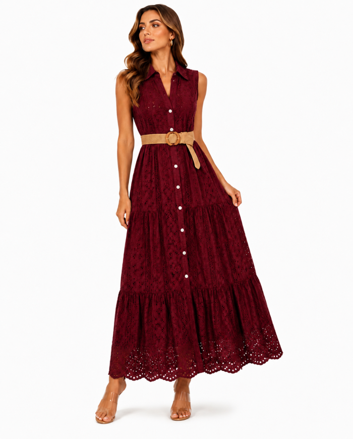 5e9d2336-995d-4433-aa38-ac98280e2b6b BRODERIE BELTED MAXI DRESS