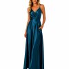SATIN CORD-UP BACK MAXI DRESS