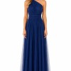 ONE-SHOULDER ΤULLE MAXI DRESS