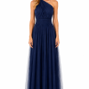 ONE-SHOULDER ΤULLE MAXI DRESS