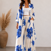 PAHIESA FLORAL LONGLINE SHIRTDRESS &WIDE-LEG PANTS SET