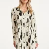 SMASHED LEMON BUTTON DOWN DRESS WITH BNW ABSTRACT PRINT