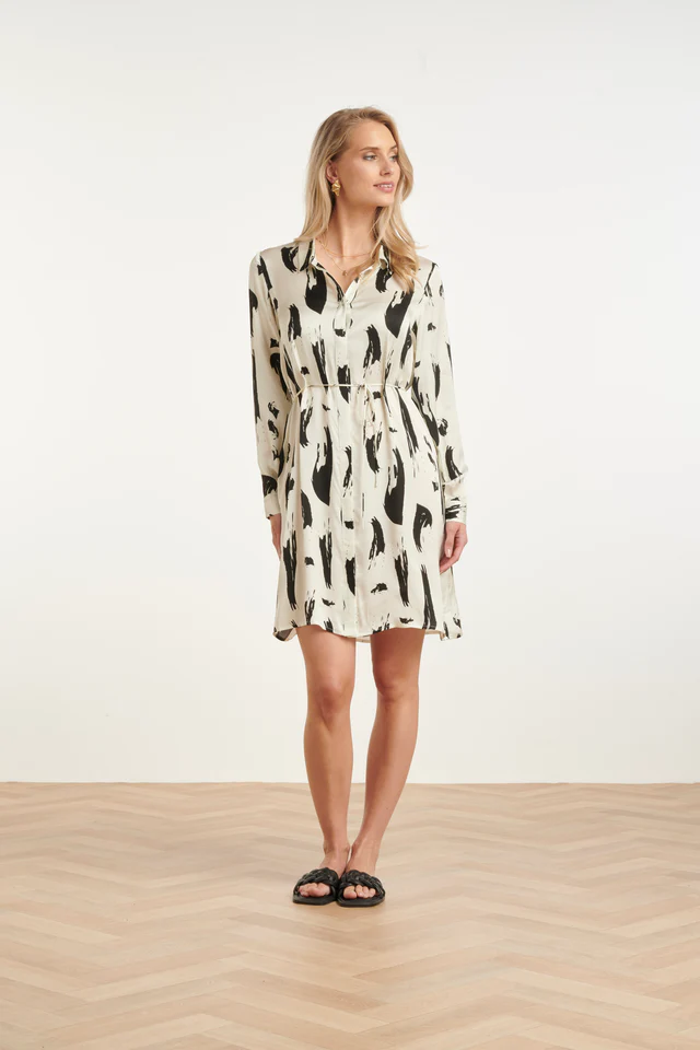 SMASHED LEMON BUTTON DOWN DRESS WITH BNW ABSTRACT PRINT