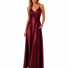 SATIN CORD-UP BACK MAXI DRESS