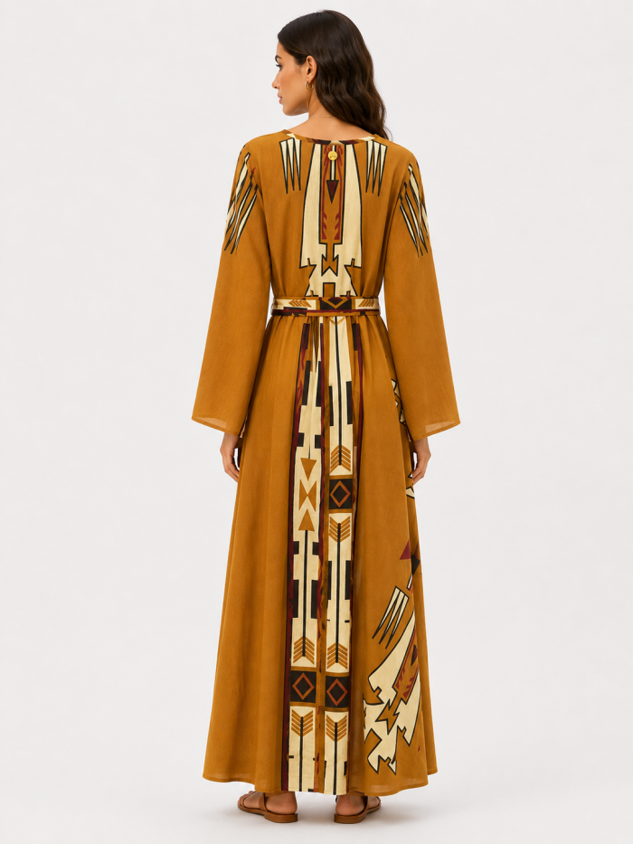 PAHIESA ETHNIC COTTON WRAP MAXI DRESS