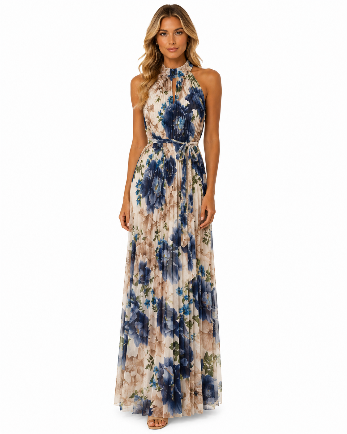 FLORAL PLEATED MAXI DRESS
