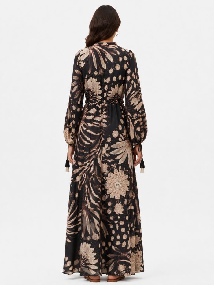 PAHIESA SILK-COTTON PRINTED MAXI DRESS